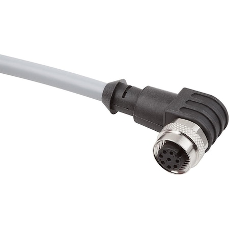 Kipp Connector, 8-Pin W. Screw Connection M12X1, Form:B Angled, D=15, L=39, P=10000, Pvc Black K1498.11208X10000